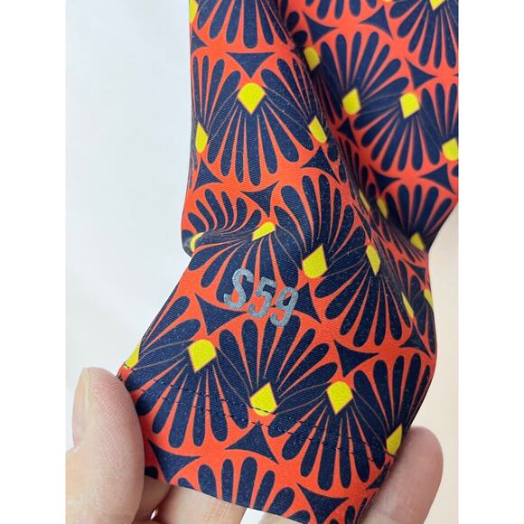 Splits59 Floral Print Ankle Athletic Athleisure Leggings - Blue/Orange, Size S - Picture 5 of 8